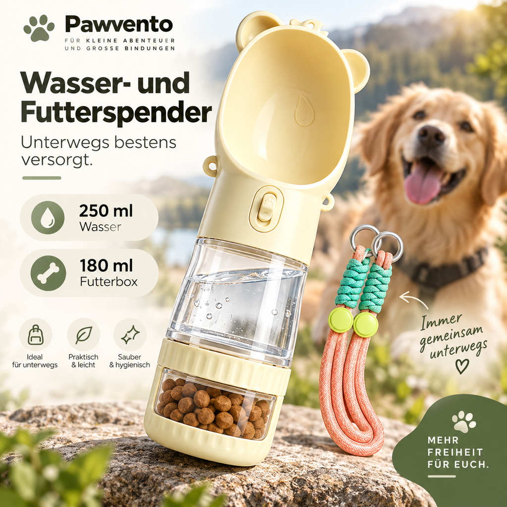 Pawvento GoBottle™ – 2-in-1 Trinkflasche für Hunde